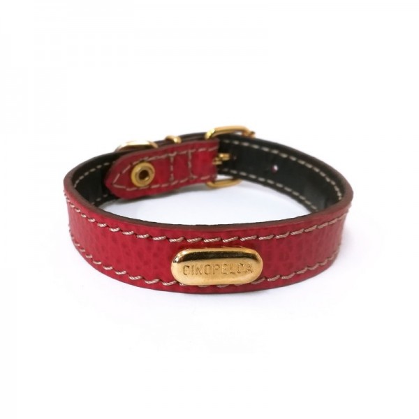 Collier pour chien en cuir de veau souple couleur rouge CAMON