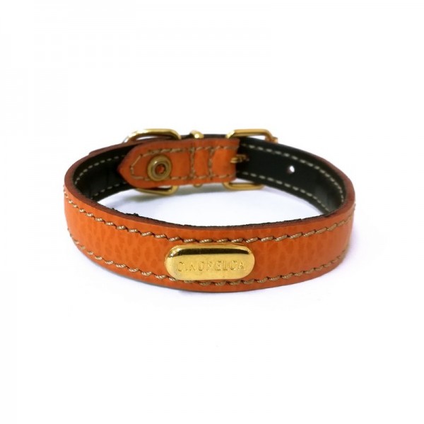 Collier pour chien en cuir de veau souple couleur saumon CAMON