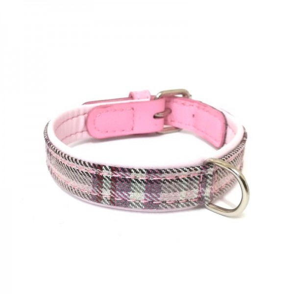 Collier pour chien Ecossais en cuir de veau couleur rose CAMON