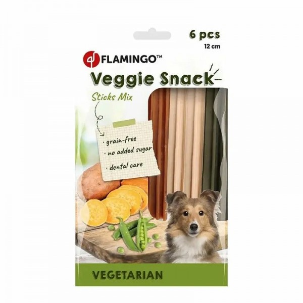 Friandises pour chien Sachet de 6 barres Veggie Snack Mix FLAMINGO