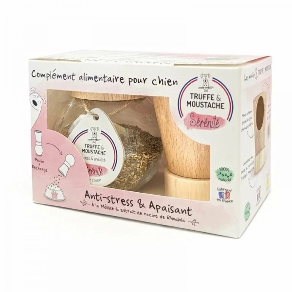 Anti-stress et apaisant SERENITE pour chiens Moulin et recharge TRUFFE & MOUSTACHE