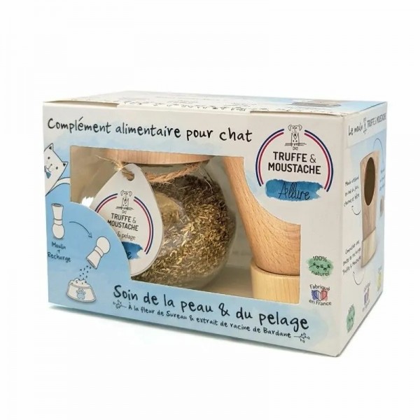 Soin de la peau & du pelage ALLURE pour chat Moulin et recharge TRUFFE & MOUSTACHE