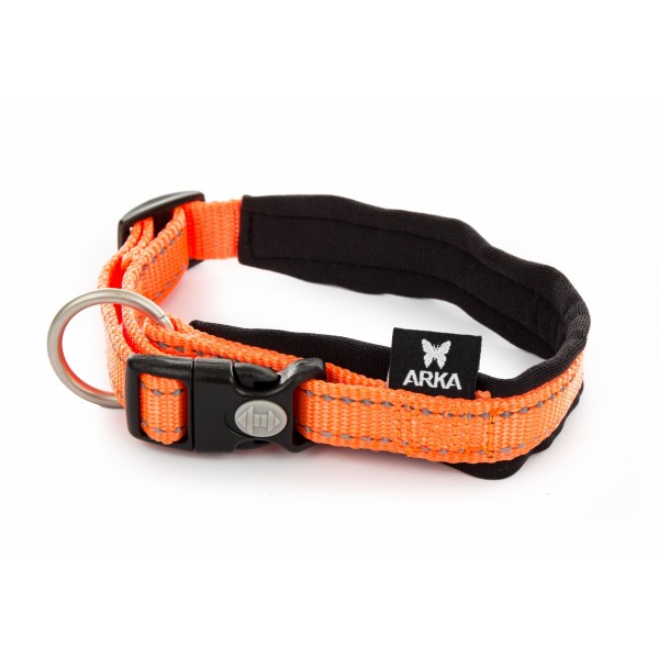 COLLIER pour chien avec COUTURES REFLECHISSANTES Collection NEO PLUS couleur orange ARKA HAOK-DOGFRENCHTOUCH