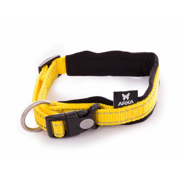 Collier pour chien Néo Plus couleur jaune avec coutures réfléchissantes ARKA HAOK