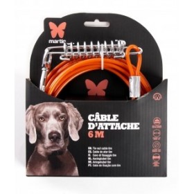 Câble d'ATTACHE pour moyen chien en métal avec ressort MARTIN SELLIER