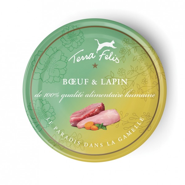 Nourriture pour chat au Boeuf-Lapin x12 boites TERRA FELIS