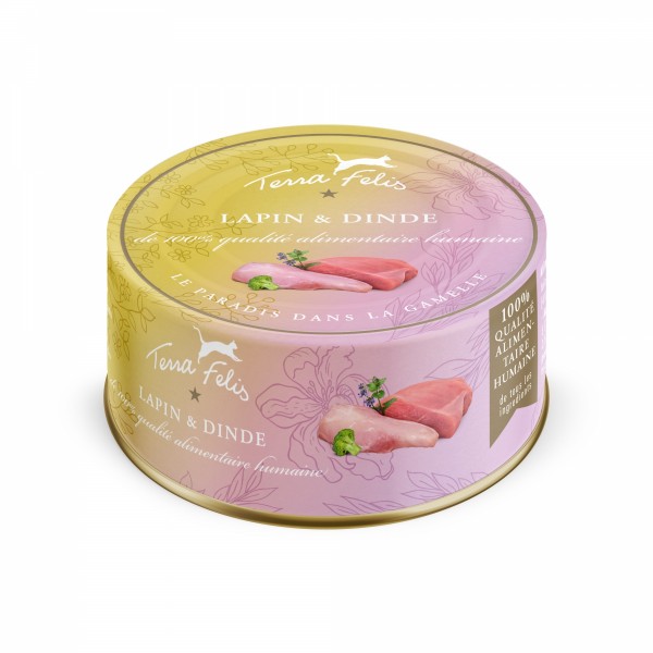Nourriture pour chat au Lapin-Dinde x12 boites TERRA FELIS