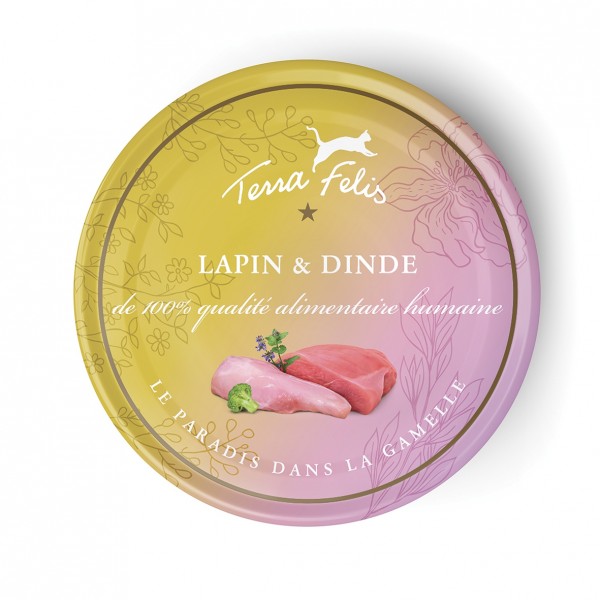 Nourriture pour chat au Lapin-Dinde x12 boites TERRA FELIS