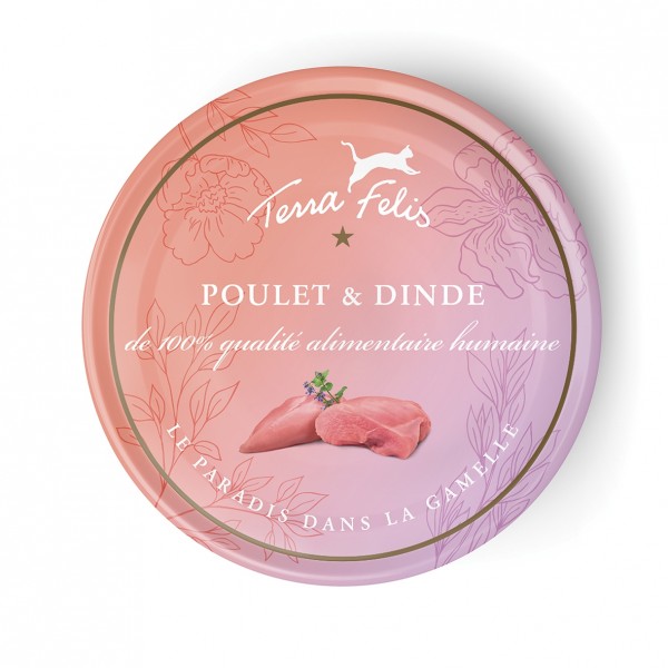 Nourriture pour chat au Poulet-Dinde x12 boites TERRA FELIS