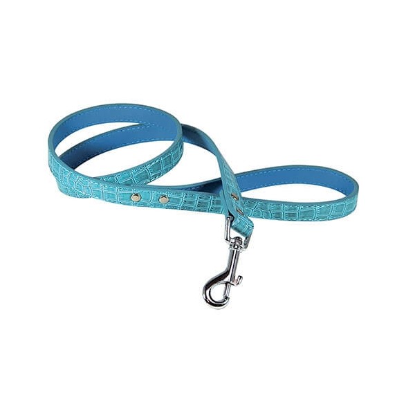 LAISSE pour chien façon croco bleu CELESTE VIVOG-DOGFRENCHTOUCH