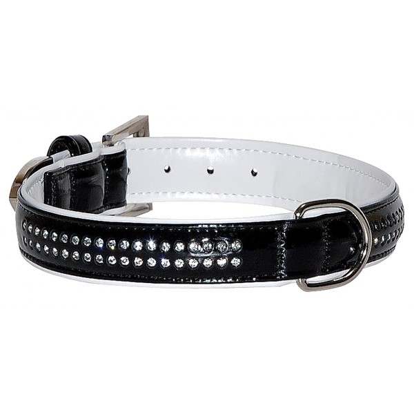COLLIER CRISTAL SWAROVSKI pour chien en cuir noir VIVOG-DOGFRENCHTOUCH