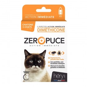 PIPETTES ANTIPARASITAIRES LOT DE 6 pour chaton et chat au Diméthicone ZERO PUCE HERY-DOGFRENCHTOUCH