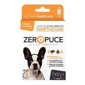 PIPETTES ANTIPARASITAIRES LOT DE 6 pour chiot et chien au Diméthicone ZERO PUCE HERY-DOGFRENCHTOUCH
