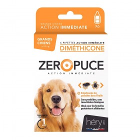 PIPETTES ANTIPARASITAIRES pour grands chiens LOT DE 6 au Diméthicone ZERO PUCE HERY