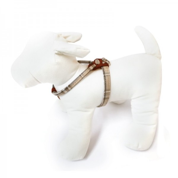 HARNAIS pour chien ECOSSAIS beige cuir de veau CAMON