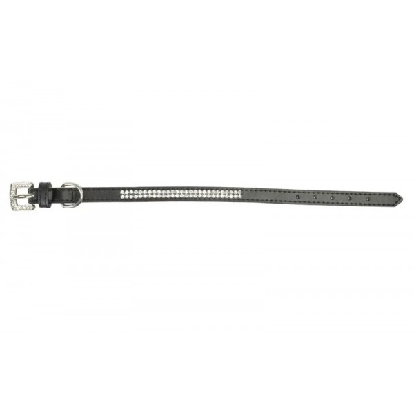 COLLIER EN CUIR pour chien noir avec strass CAMON