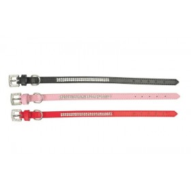 COLLIER EN CUIR pour chien couleur rose avec strass CAMON