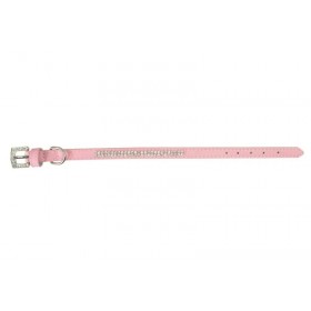 COLLIER EN CUIR pour chien couleur rose avec strass CAMON