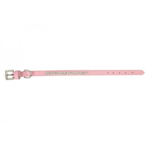 COLLIER EN CUIR pour chien couleur rose avec strass CAMON