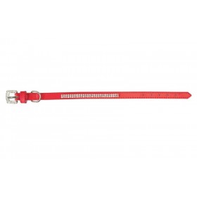 COLLIER EN CUIR pour chien couleur rouge avec strass CAMON