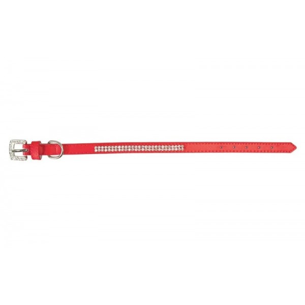 COLLIER EN CUIR pour chien couleur rouge avec strass CAMON